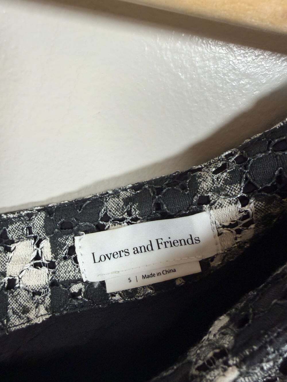 Lovers & Friends Seana Mini Dress Size Small Lace One Shoulder Black Ivory - Picture 4 of 11